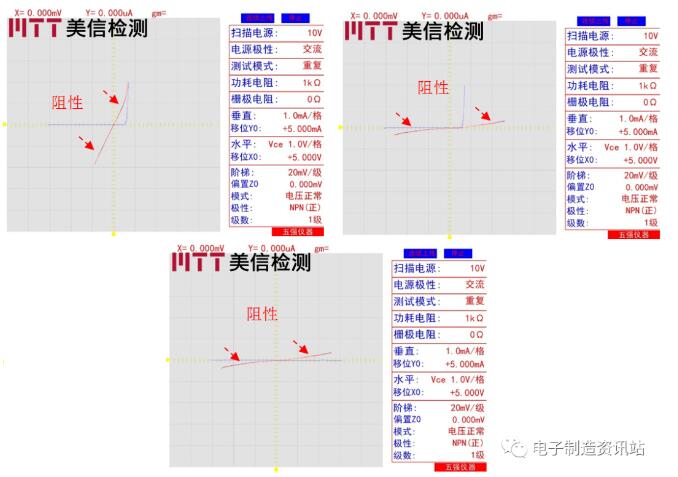 失效三极管、正常三极管引脚间半导体特性