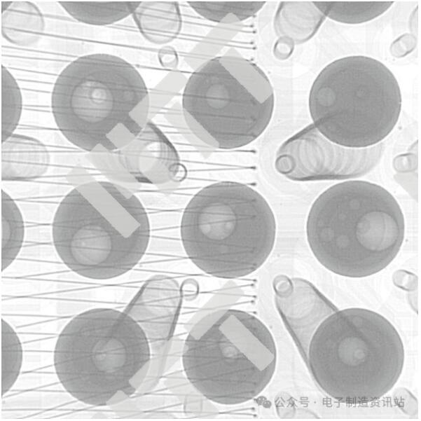 NG PCB板上失效芯片焊点X-ray图片