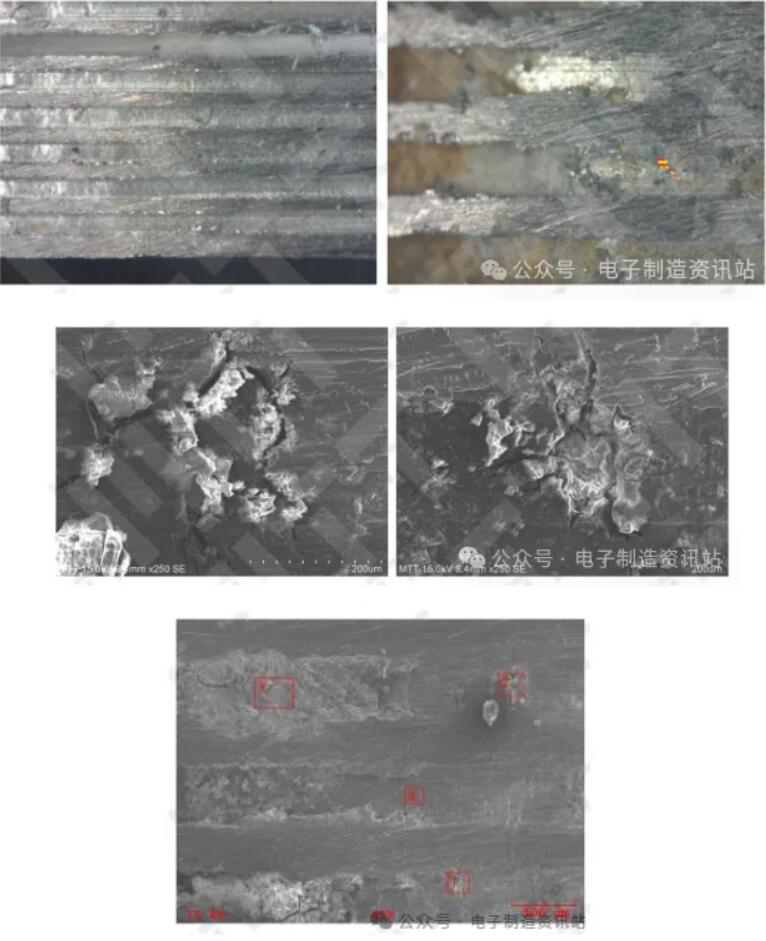 NG1扁管泄漏B及附近表面微观形貌与能谱图